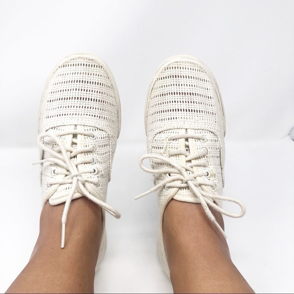 VANS | Cream Ivory Knit Lace Up Tie Sneakers Tennis Shoes Women’s Size 8 - Picture 10 of 13